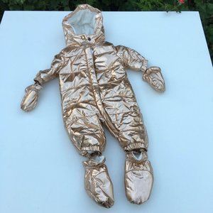 Gymboree Infant Baby Newborn 3-6 mths Bunting Gold One Piece Puffer Suit New